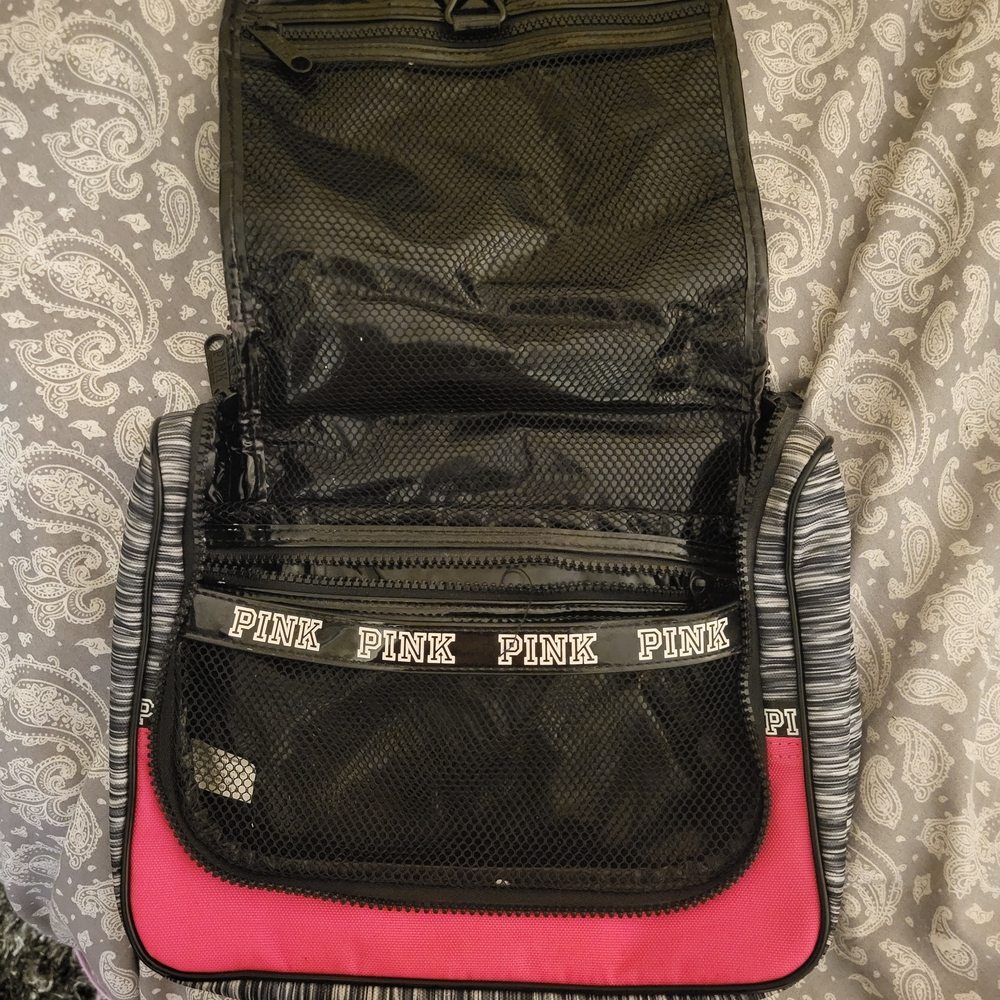 PINK Victoria's Secret Black and Pink Cosmetic Bag